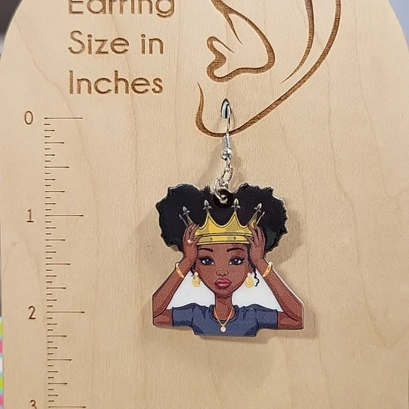 💥LAST PAIR💥 Royal Afro Queen Lightweight Drop Earrings - Picture 3 of 6